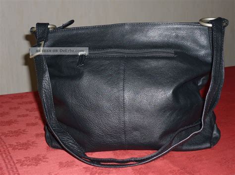 Vera Pelle Damen Handtasche Schultertasche Schwarz 38 X 28 Echt Leder