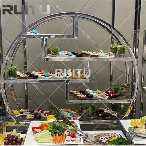 Multi Layer Attractive Round Metal Beauty Buffet Event Catering Food