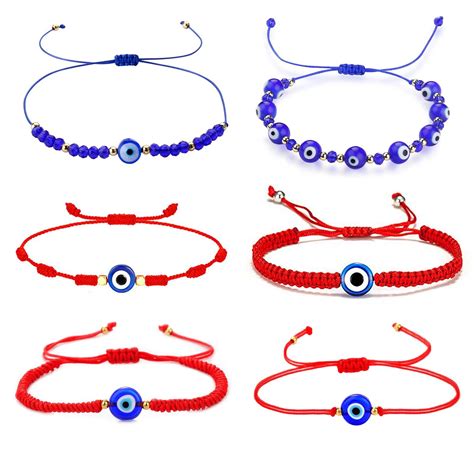 Rhdun Pcs Evil Eye Mexican Bracelets Pack For Women Men Blue Evil Eye