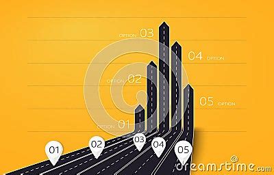 Modern D Arrow Roads Map Of Business And Journey Infographic With Five