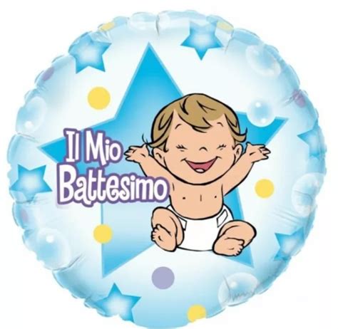 Il Mio Battesimo Azzurro Pallone Foil Mylar Cm Gonfiare Elio O