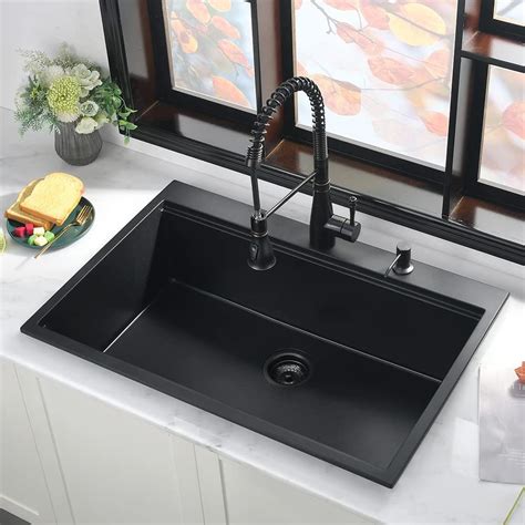 Luxury Drainboard Workstation Single Bowl Black Nano Pvd Stainless