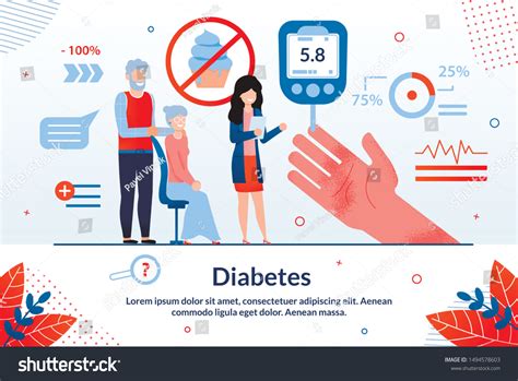 informative flyer inscription diabetes cartoon medical stock vector