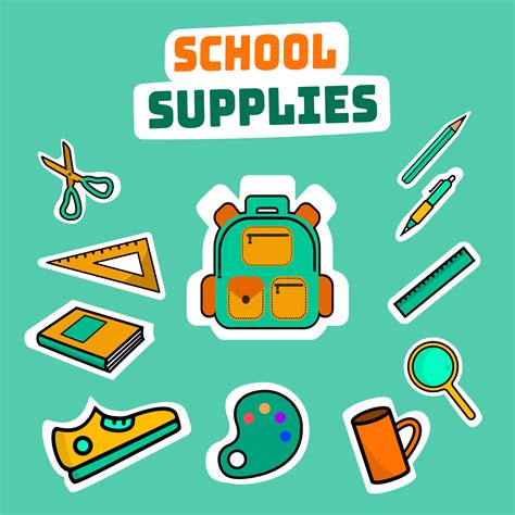 Stickers Pack school 20211855 Vector Art at Vecteezy