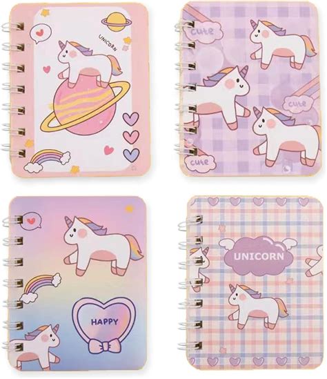 Amazon 4Pcs Cute Small A7 Spiral Notebooks Kawaii Cartoon Mini