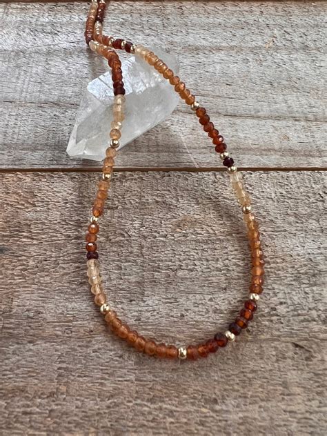 Glittering Ombré Hessonite Garnet Necklace 14K Gold Fill Etsy