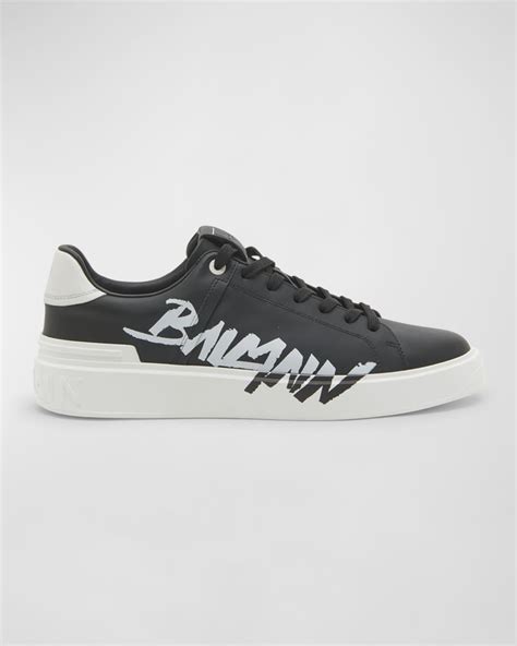 Balmain Men S B Court Logo Low Top Sneakers Neiman Marcus