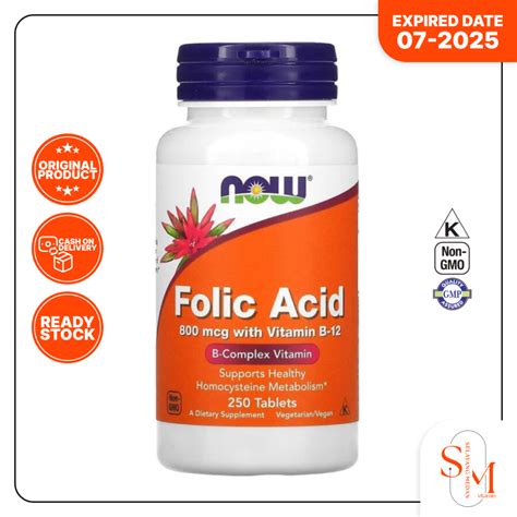 Jual Vitamin Folic Acid 800mcg 250tab Now Foods Asam Folat Promil