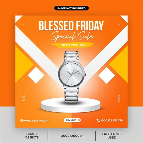 Premium Psd Blessed Friday Special Sale Social Media Post Template