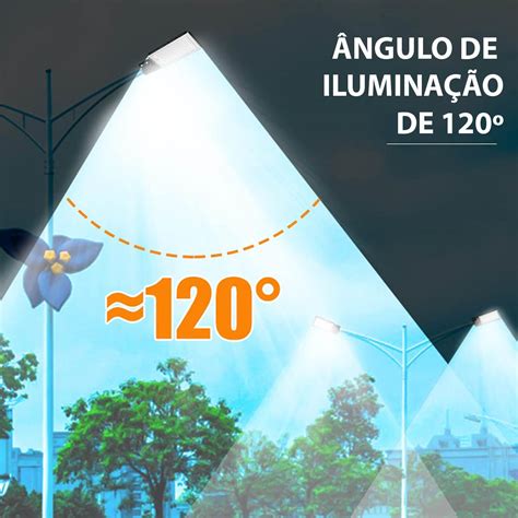 Luminaria Publica Slim Poste Luz Led SMD 100W Iluminaçao Rua Calçada