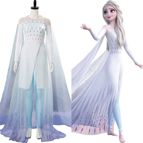 Frozen 2 Queen Ahtohallan Cave Elsa Snow Flake Dress Cosplay Costume