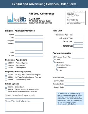 Fillable Online AIB Exhibitor Order Form Fax Email Print PdfFiller