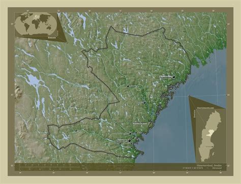 Vasternorrland, Sweden. Wiki. Labelled Points of Cities Stock ...