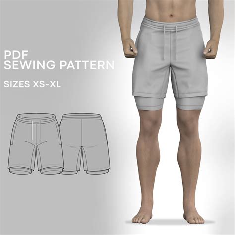 Mens Layered Athletic Shorts Sewing Pattern Garment Grading Pattern Fittdesign