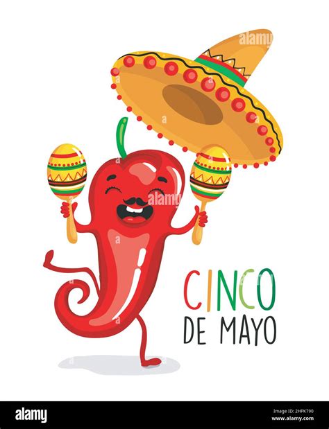 Cinco De Mayo Logo Design With Lettering And Mexican Pepper Character