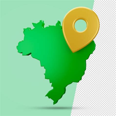 Premium PSD Map Of Brazil In 3d Render With Pin