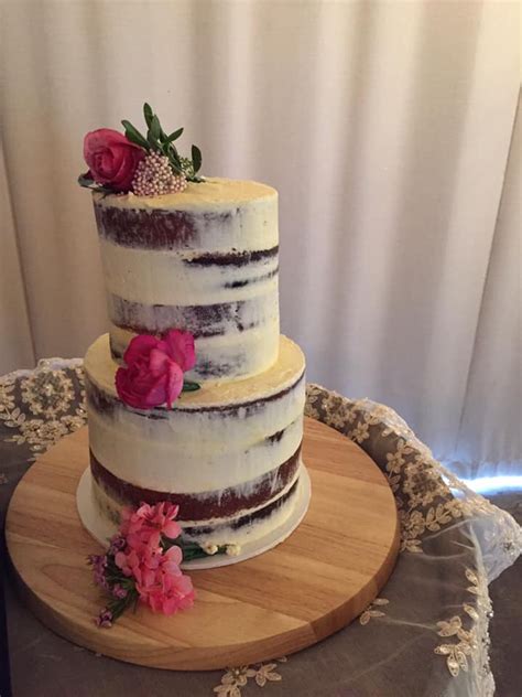 I Made A Semi Naked Wedding Cake Chocolate And Vanilla Layers R Baking