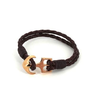 Pulsera Trenzada Marr N Con Ancla Dorada Cravatta World