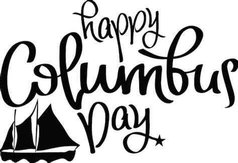 Premium Vector | Happy columbus day outline black