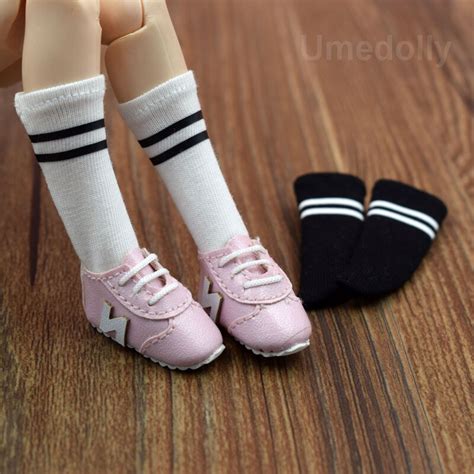 16 Dolls Fashion Black White Sport Socks For Blyth Azone Momoko Licca Doll Clothes