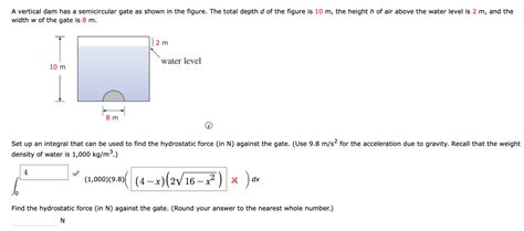 Solved A Vertical Dam Has A Semicircular Gate As Shown In Chegg