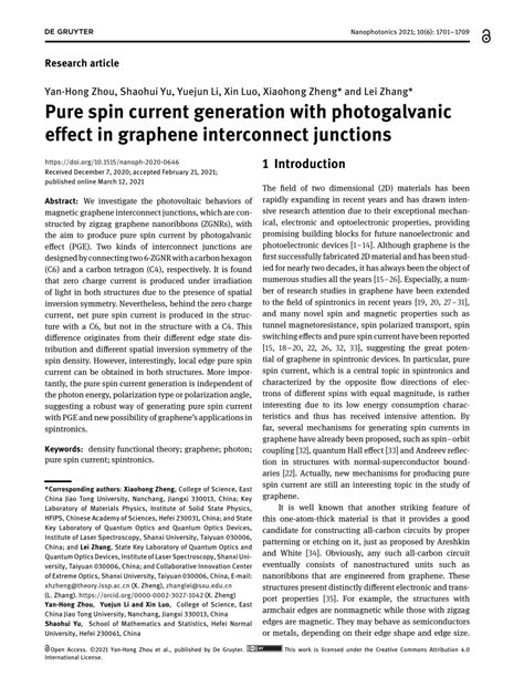 Pdf Pure Spin Current Generation With Photogalvanic Effect In