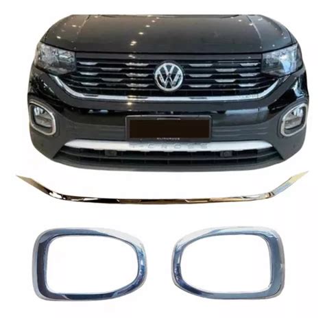 Kit Aplique Cromado Vw T Cross Frisos Grade E Farol De Milha