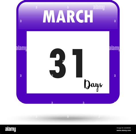 Calendar icon. Vector illustration. 31 days in March Stock Vector Image ...