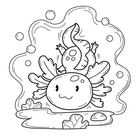 Axolotl Cute Kawaii Coloring Pages