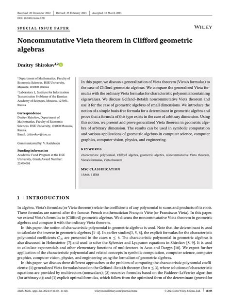 Noncommutative Vieta theorem in Clifford geometric algebras | Request PDF