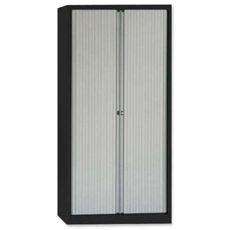 Bisley A4 Euro Tambour 4 Shelves Black Frame Silver Shutters Et41019