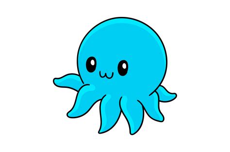 Blue Cute Octopus Kawaii Cartoon Graphic by DigiArd · Creative Fabrica