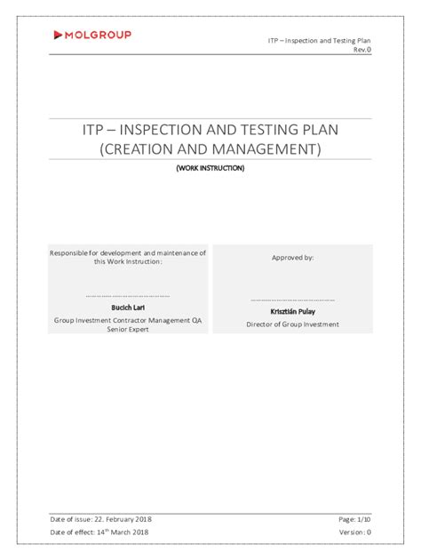 Itp Template Excel Fill Online Printable Fillable Blank PdfFiller