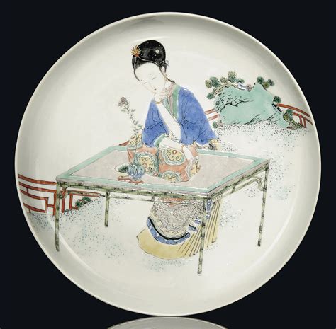 A CHINESE FAMILLE VERTE SAUCER DISH KANGXI PERIOD 1662 1722