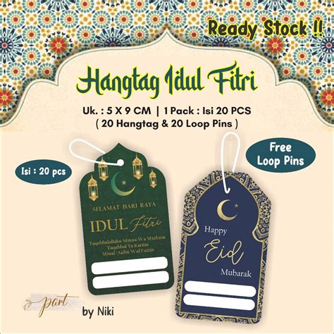 Jual Pcs Hangtag Idul Fitri X Cm Free Loop Pins Shopee Indonesia