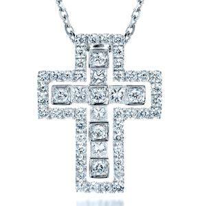 Princess Cut Diamond Cross Pendant #1324 Bellevue Seattle Joseph Jewelry