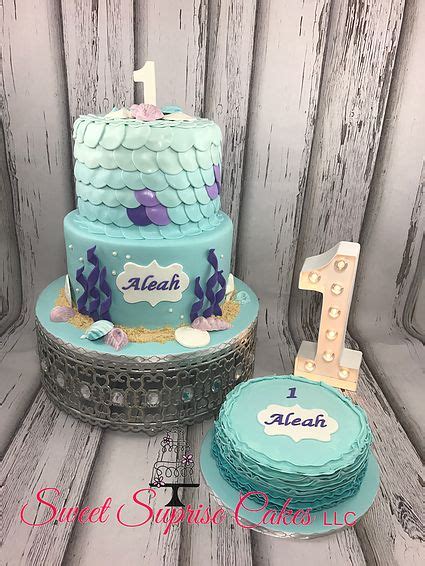 Mermaid Inspired First Birthday Cake With Matching Smash Cake Sweet