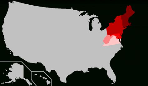 Northeastern United States - Wikipedia | 5 Regions Of The United States Printable Map ...