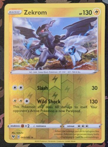 Zekrom 060 185 SWSH Vivid Voltage Reverse Holo Rare Pokemon