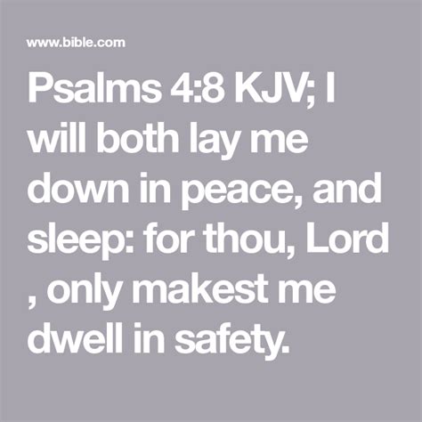 Psalms 4 8 KJV I Will Both Lay Me Down In Peace And Sleep For Thou