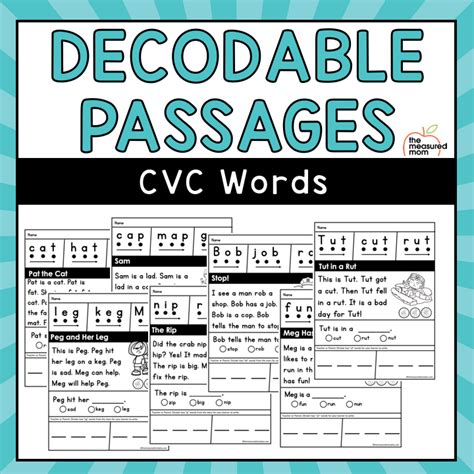 Decodable Passages Cvc Words The Measured Mom