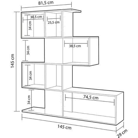 Libreria 145 Cm Bifacciale In Legno Colore Grigio Cemento Aktif