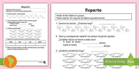 Repartir Objetos En Partes Iguales Gu A De Trabajo