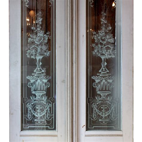 Beautiful Antique Salvaged 36 Exterior Double Doors With Etched Glass