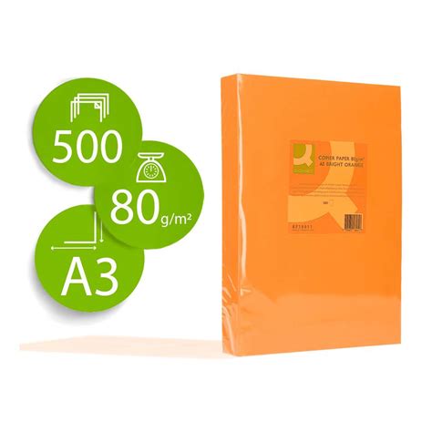 Papel Color Q Connect Din A3 Naranja Intenso 500 Hojas