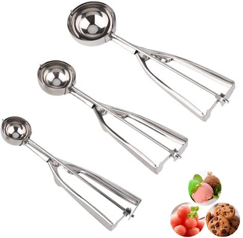 Bixel Ice Cream Scoops With Easy Trigger 304 Stainless Steel Cookie