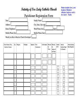 Fillable Online Nativityni Parish Registration Form Nativity Of Our