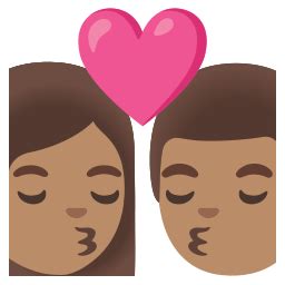 Bacio Tra Coppia Donna Uomo E Carnagione Olivastra Emoji