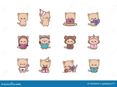 Cat Kitty Kawaii Chibi Style Emoji Character Sticker Emoticon Smile