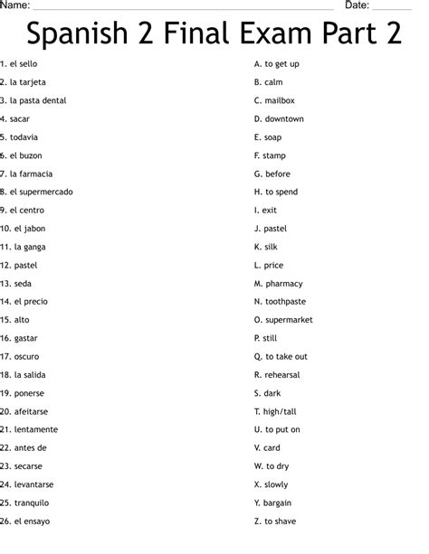 Spanish Lesson Test Worksheet WordMint 47 OFF